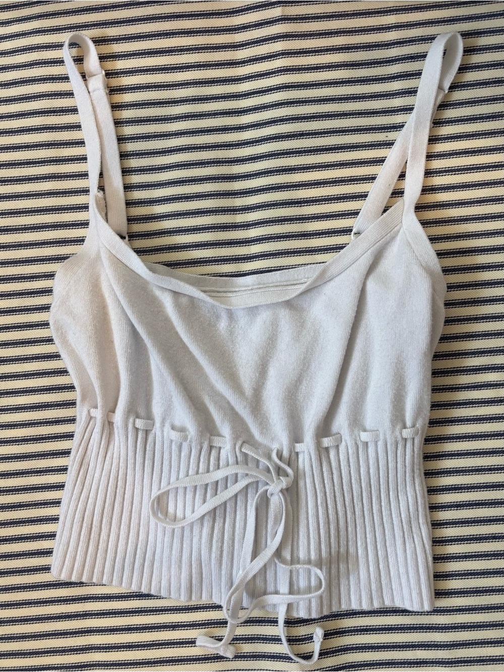 PacSun White Knit Drawstring Cami Crop Top